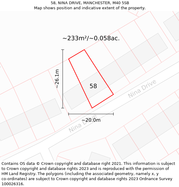 58, NINA DRIVE, MANCHESTER, M40 5SB: Plot and title map