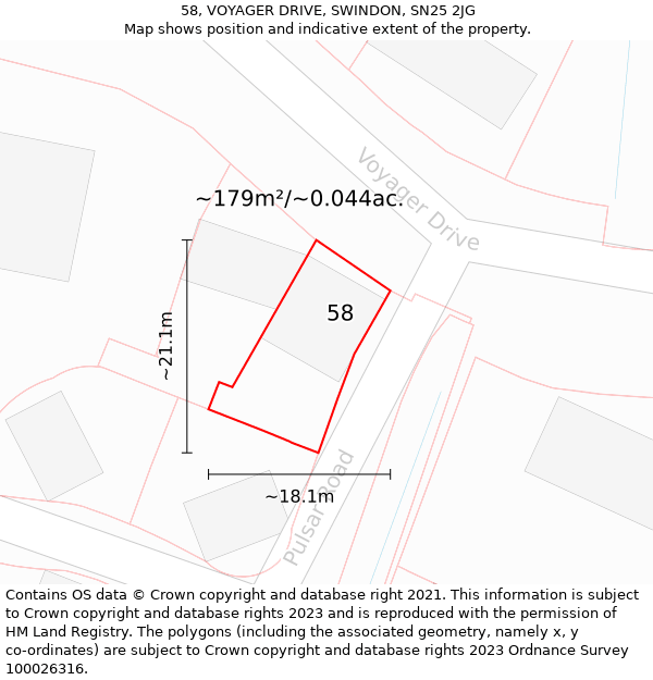 58, VOYAGER DRIVE, SWINDON, SN25 2JG: Plot and title map