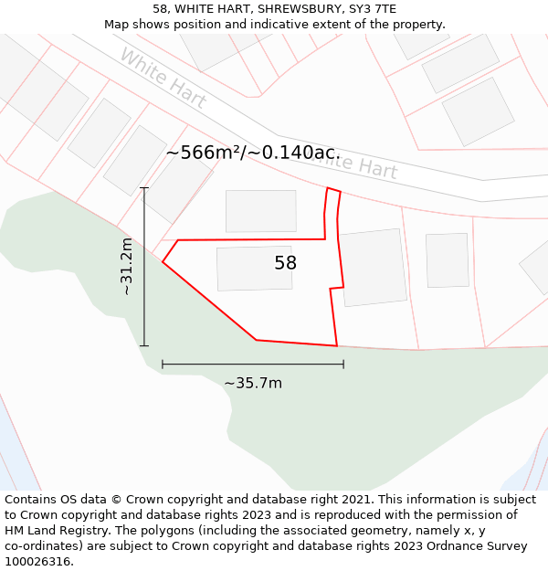 58, WHITE HART, SHREWSBURY, SY3 7TE: Plot and title map