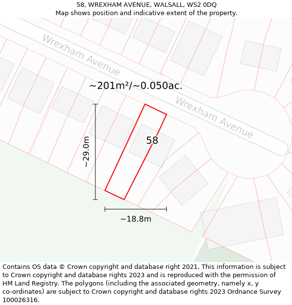 58, WREXHAM AVENUE, WALSALL, WS2 0DQ: Plot and title map