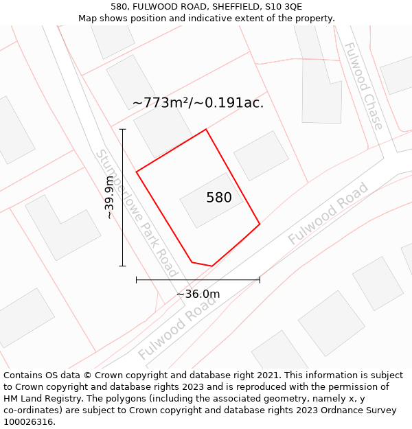 580, FULWOOD ROAD, SHEFFIELD, S10 3QE: Plot and title map