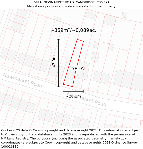 581A, NEWMARKET ROAD, CAMBRIDGE, CB5 8PA: Plot and title map