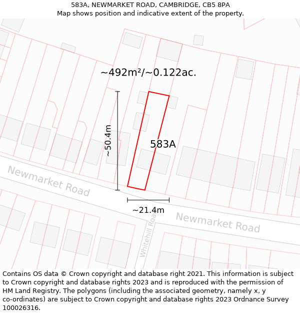 583A, NEWMARKET ROAD, CAMBRIDGE, CB5 8PA: Plot and title map