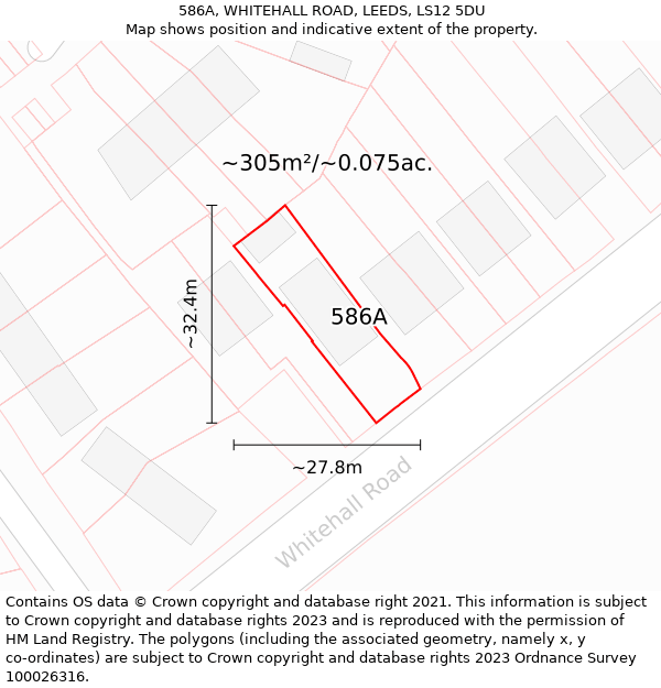 586A, WHITEHALL ROAD, LEEDS, LS12 5DU: Plot and title map