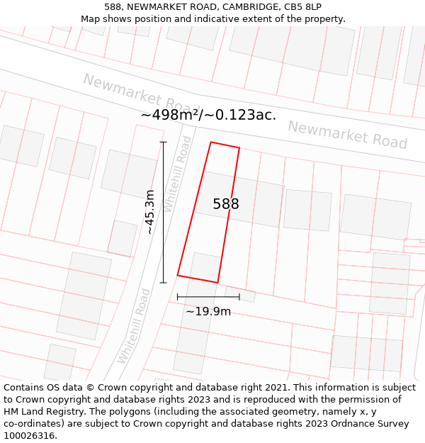 588, NEWMARKET ROAD, CAMBRIDGE, CB5 8LP: Plot and title map