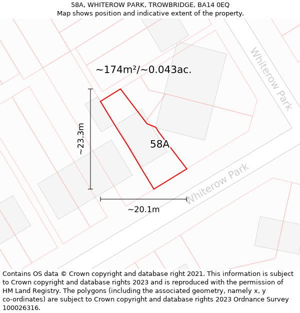 58A, WHITEROW PARK, TROWBRIDGE, BA14 0EQ: Plot and title map