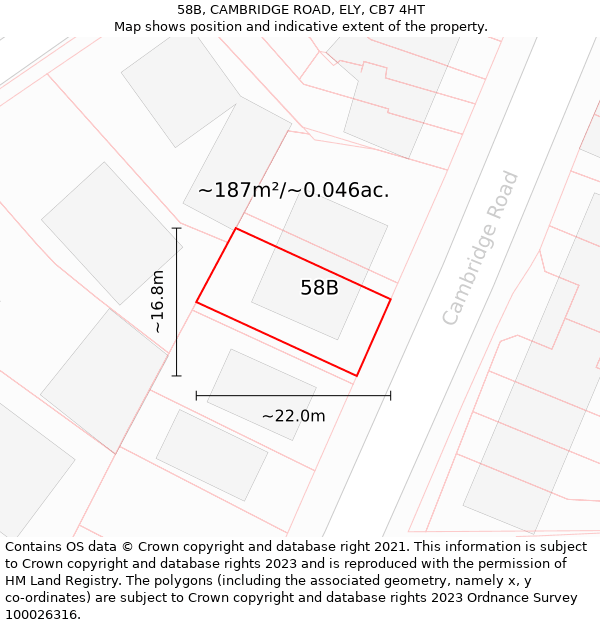 58B, CAMBRIDGE ROAD, ELY, CB7 4HT: Plot and title map