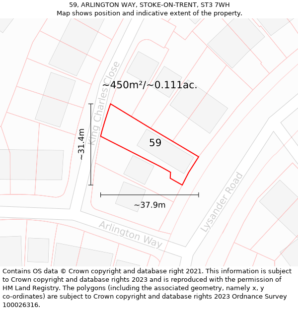 59, ARLINGTON WAY, STOKE-ON-TRENT, ST3 7WH: Plot and title map