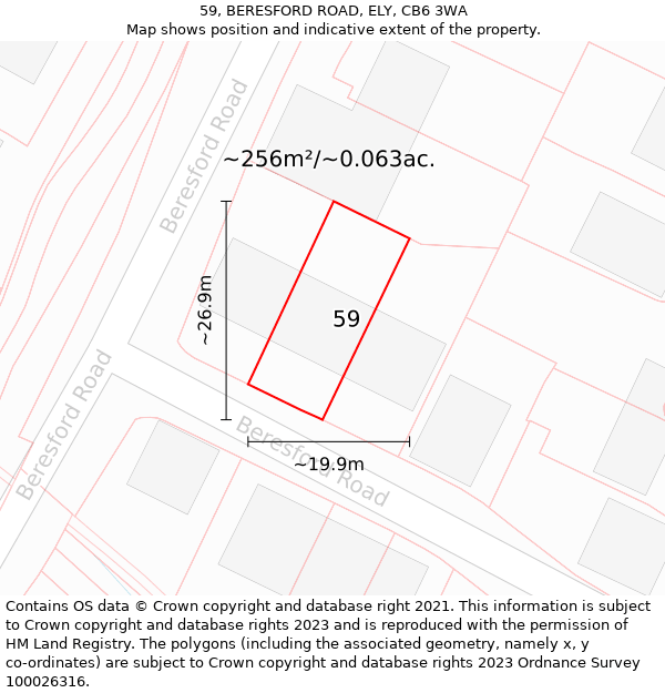 59, BERESFORD ROAD, ELY, CB6 3WA: Plot and title map