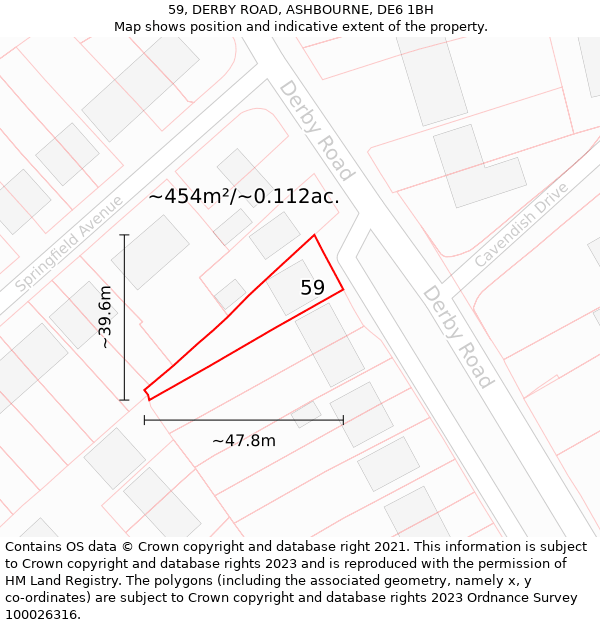 59, DERBY ROAD, ASHBOURNE, DE6 1BH: Plot and title map