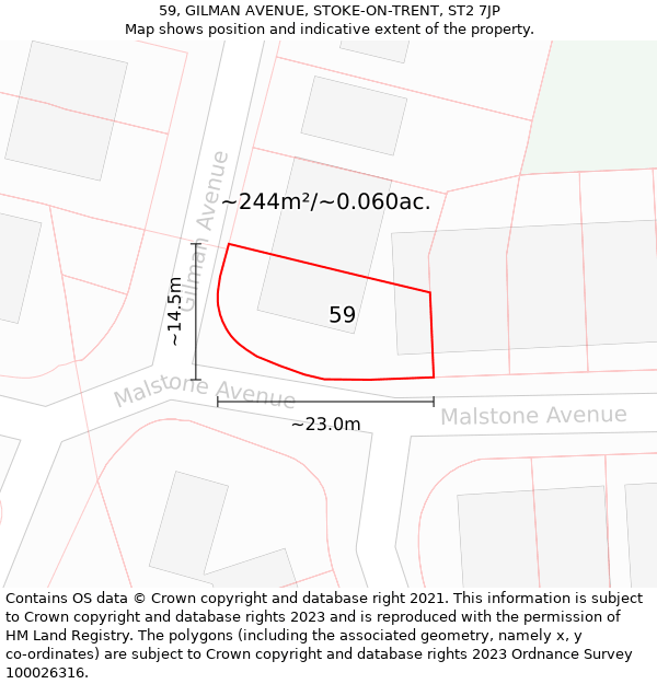 59, GILMAN AVENUE, STOKE-ON-TRENT, ST2 7JP: Plot and title map