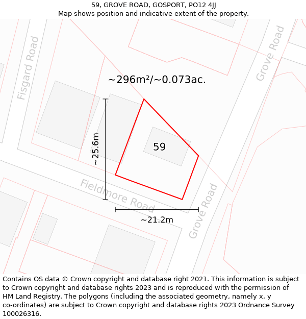 59, GROVE ROAD, GOSPORT, PO12 4JJ: Plot and title map