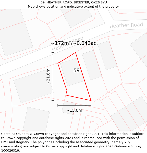 59, HEATHER ROAD, BICESTER, OX26 3YU: Plot and title map