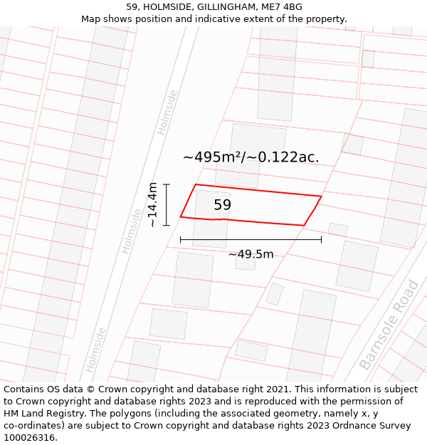 59, HOLMSIDE, GILLINGHAM, ME7 4BG: Plot and title map