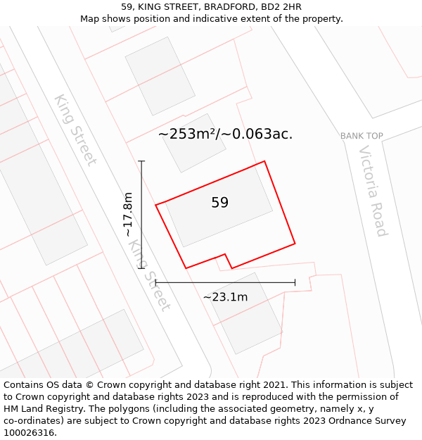 59, KING STREET, BRADFORD, BD2 2HR: Plot and title map