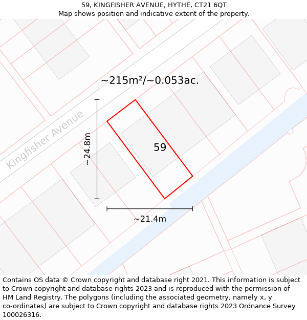 59, KINGFISHER AVENUE, HYTHE, CT21 6QT: Plot and title map