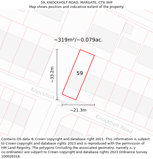 59, KNOCKHOLT ROAD, MARGATE, CT9 3HP: Plot and title map