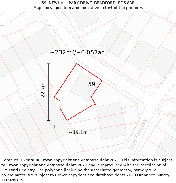 59, NEWHALL PARK DRIVE, BRADFORD, BD5 8BR: Plot and title map