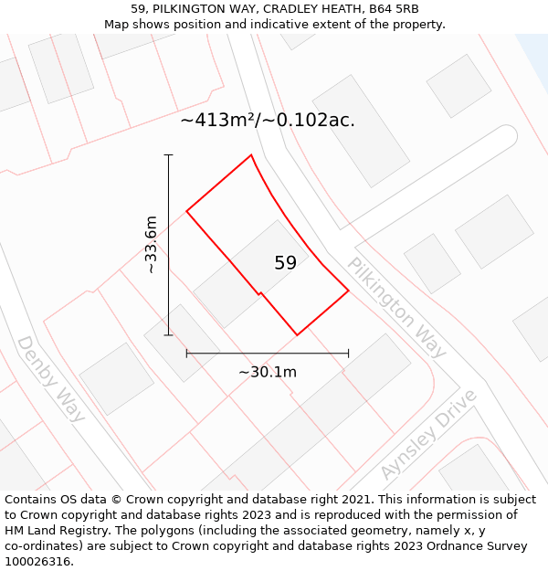 59, PILKINGTON WAY, CRADLEY HEATH, B64 5RB: Plot and title map