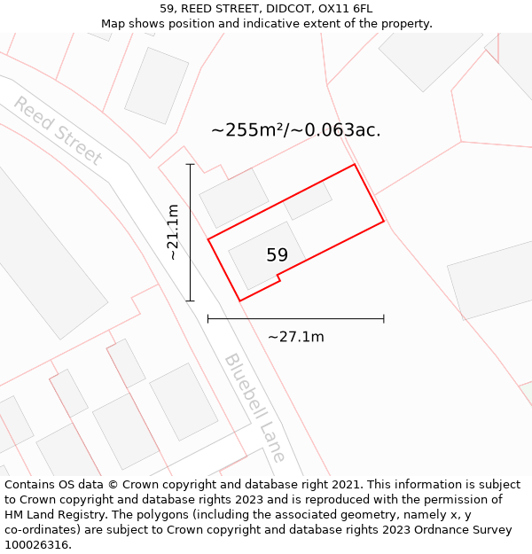 59, REED STREET, DIDCOT, OX11 6FL: Plot and title map