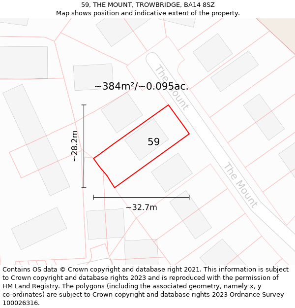 59, THE MOUNT, TROWBRIDGE, BA14 8SZ: Plot and title map