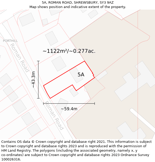 5A, ROMAN ROAD, SHREWSBURY, SY3 9AZ: Plot and title map