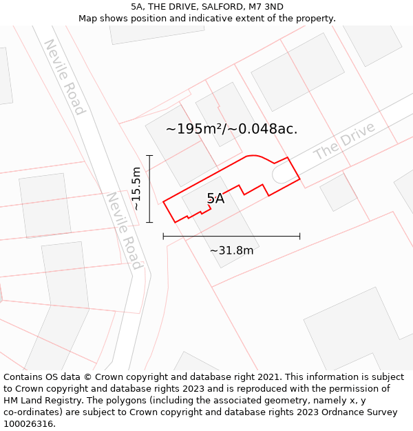 5A, THE DRIVE, SALFORD, M7 3ND: Plot and title map