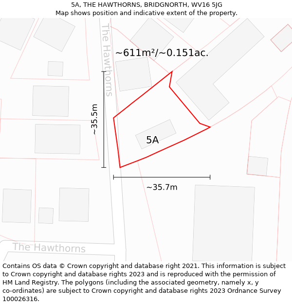 5A, THE HAWTHORNS, BRIDGNORTH, WV16 5JG: Plot and title map