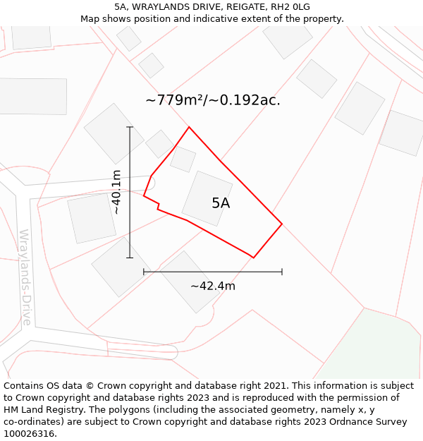5A, WRAYLANDS DRIVE, REIGATE, RH2 0LG: Plot and title map