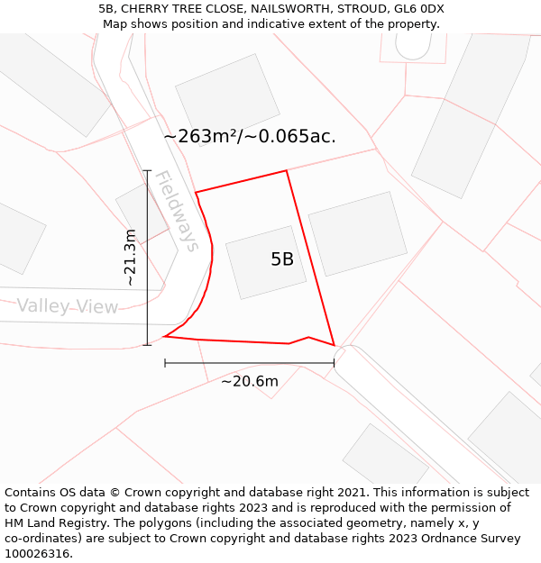 5B, CHERRY TREE CLOSE, NAILSWORTH, STROUD, GL6 0DX: Plot and title map