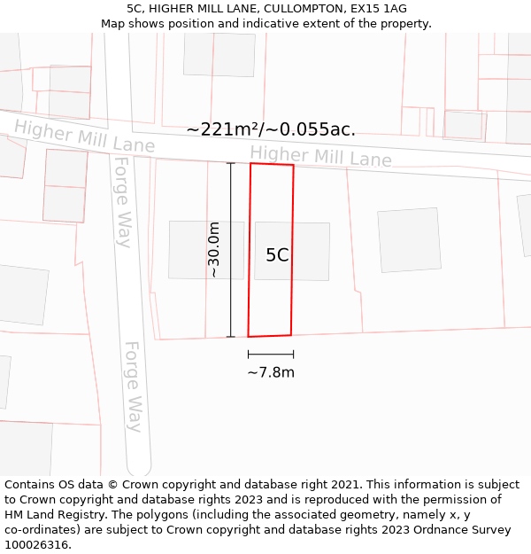 5C, HIGHER MILL LANE, CULLOMPTON, EX15 1AG: Plot and title map