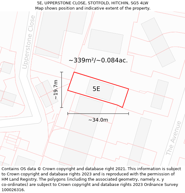 5E, UPPERSTONE CLOSE, STOTFOLD, HITCHIN, SG5 4LW: Plot and title map