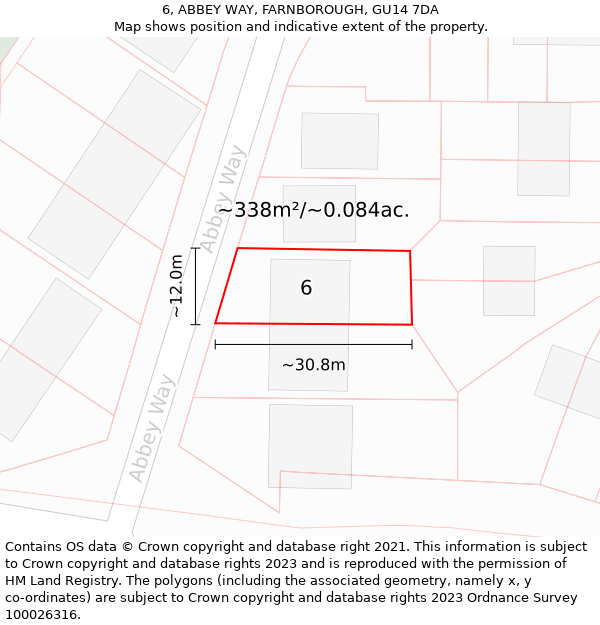 6, ABBEY WAY, FARNBOROUGH, GU14 7DA: Plot and title map