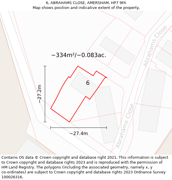 6, ABRAHAMS CLOSE, AMERSHAM, HP7 9FA: Plot and title map