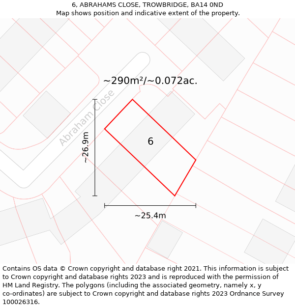 6, ABRAHAMS CLOSE, TROWBRIDGE, BA14 0ND: Plot and title map