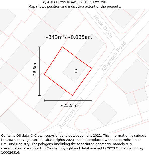 6, ALBATROSS ROAD, EXETER, EX2 7SB: Plot and title map