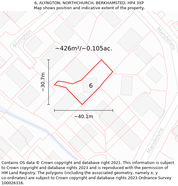 6, ALYNGTON, NORTHCHURCH, BERKHAMSTED, HP4 3XP: Plot and title map