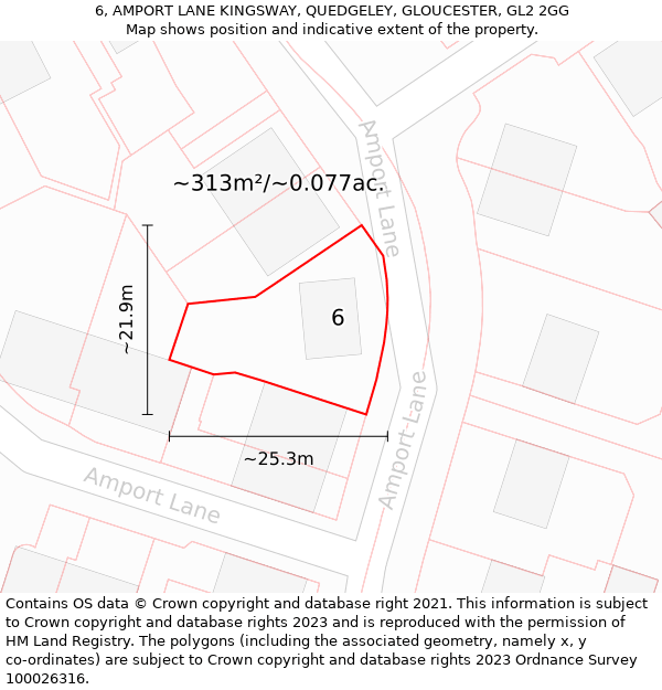 6, AMPORT LANE KINGSWAY, QUEDGELEY, GLOUCESTER, GL2 2GG: Plot and title map