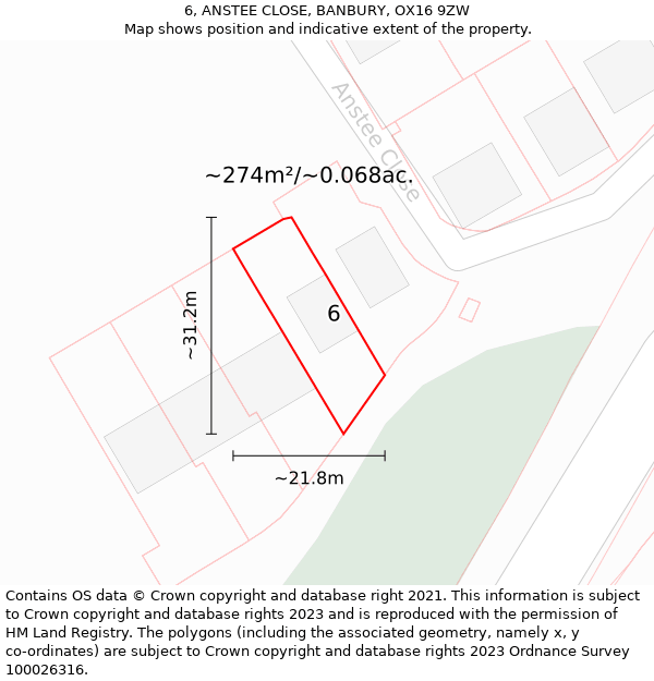 6, ANSTEE CLOSE, BANBURY, OX16 9ZW: Plot and title map