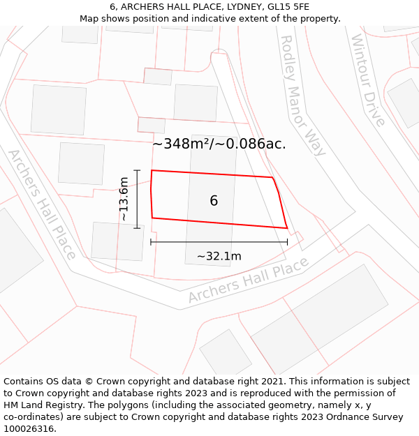 6, ARCHERS HALL PLACE, LYDNEY, GL15 5FE: Plot and title map