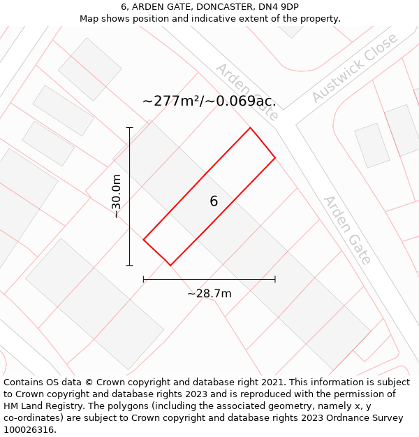 6, ARDEN GATE, DONCASTER, DN4 9DP: Plot and title map