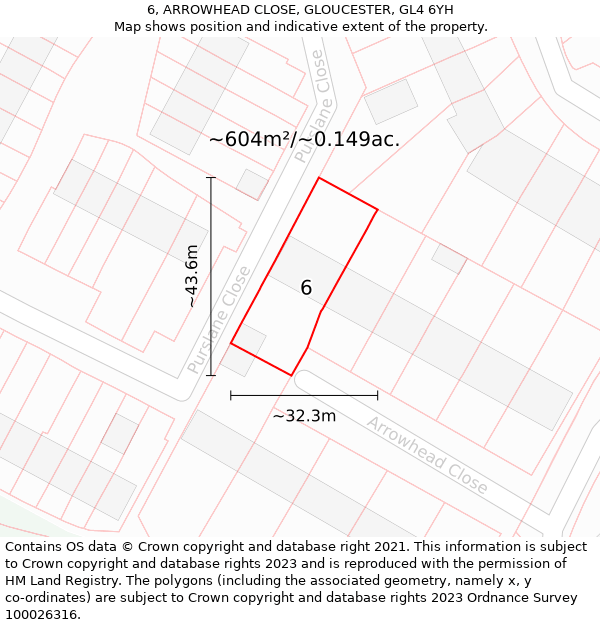 6, ARROWHEAD CLOSE, GLOUCESTER, GL4 6YH: Plot and title map