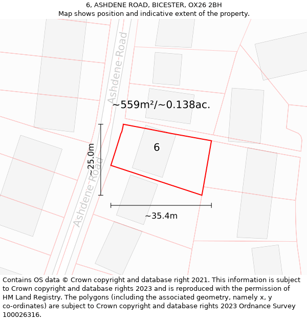 6, ASHDENE ROAD, BICESTER, OX26 2BH: Plot and title map