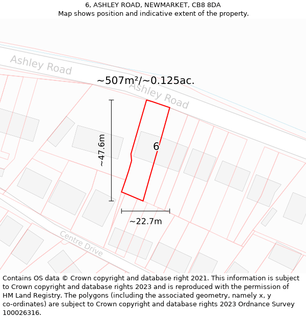 6, ASHLEY ROAD, NEWMARKET, CB8 8DA: Plot and title map