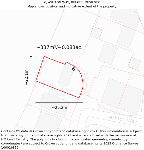 6, ASHTON WAY, BELPER, DE56 0EX: Plot and title map