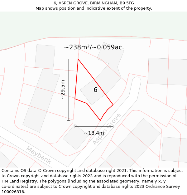 6, ASPEN GROVE, BIRMINGHAM, B9 5FG: Plot and title map