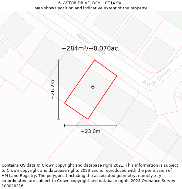 6, ASTOR DRIVE, DEAL, CT14 9XL: Plot and title map