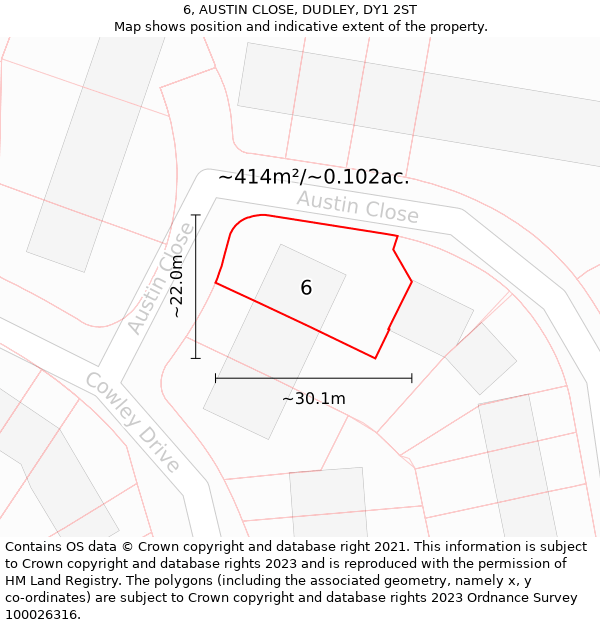 6, AUSTIN CLOSE, DUDLEY, DY1 2ST: Plot and title map