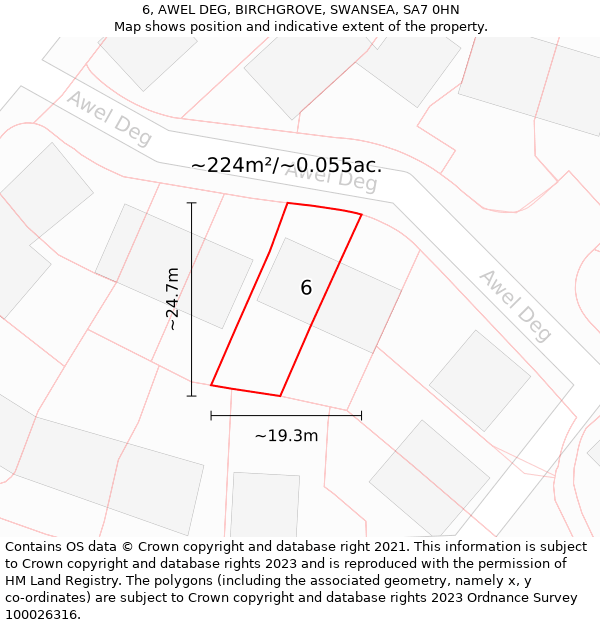 6, AWEL DEG, BIRCHGROVE, SWANSEA, SA7 0HN: Plot and title map