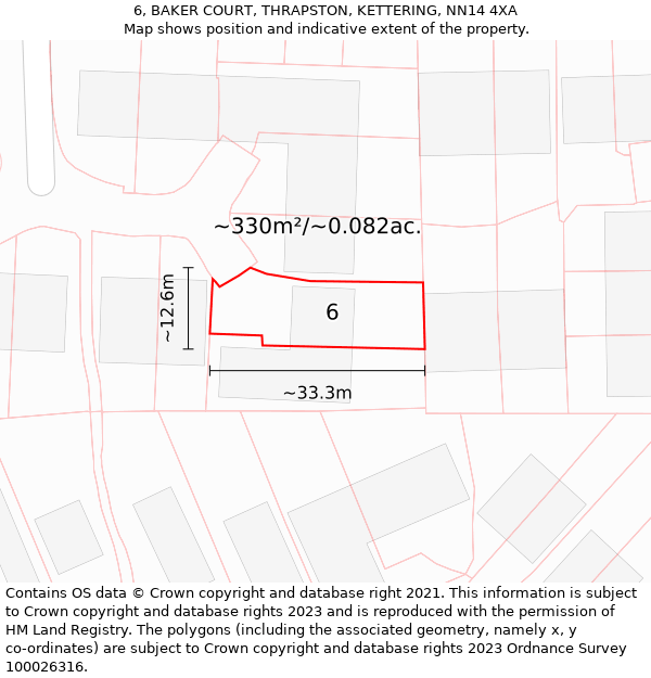 6, BAKER COURT, THRAPSTON, KETTERING, NN14 4XA: Plot and title map